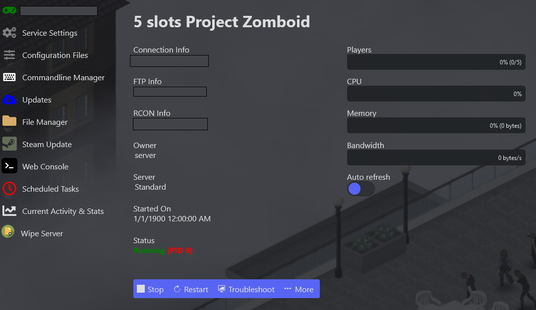 Server control panel