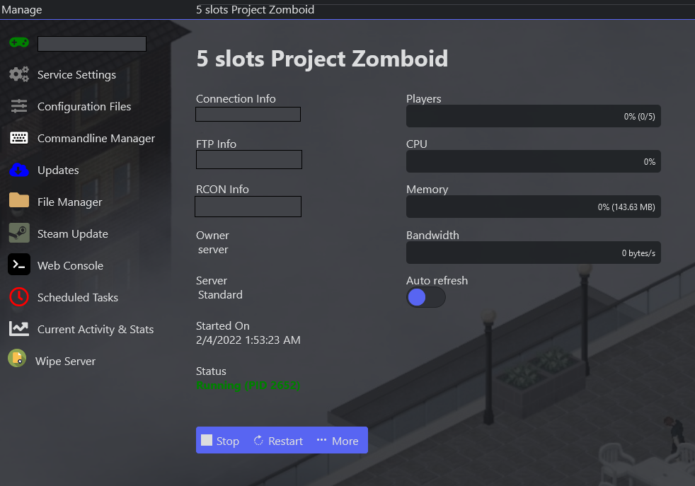 Server control panel