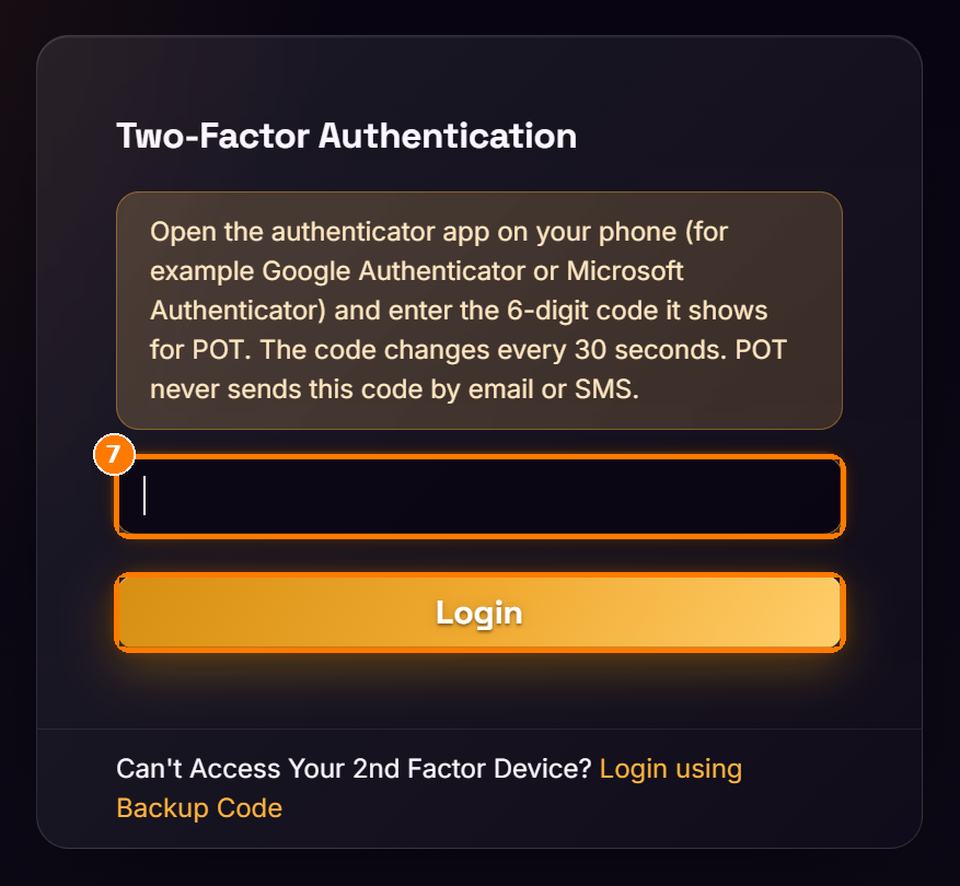 the Two-Factor Authentication page
